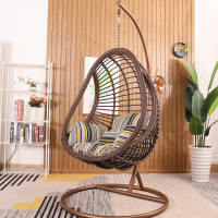 阳台秋千吊椅庭院室内外鸟巢吊篮户外仿藤摇椅心房间秋千简约定制 升级木纹藤蛋形