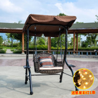 秋千户外吊床庭院摇椅室外成人阳台吊椅家用室内荡秋千吊篮椅定制 冰咖啡单人款[送彩灯]