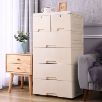 收纳箱大号塑料收纳柜抽屉式置物床头柜鞋柜衣柜内衣化妆品收纳盒定制 50面宽北欧米三层(可用10年)