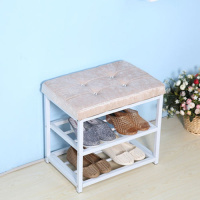 [多功能鞋架]口带换鞋凳鞋架多层收纳凳储物凳式鞋柜可坐沙发定制 毛绒驼中号70*30*45