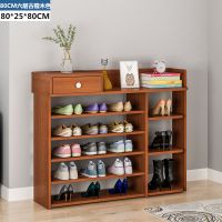 鞋架多层简易防尘鞋柜多功能家用口鞋架子仿实木收纳放鞋架定制 古檀木色六层60cm