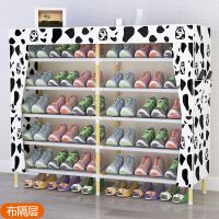 家用简易鞋架实木省空间经济型宿舍多层防尘鞋架子组装牛津布鞋柜定制 [黑白奶瓶]牛津布6层[布隔层]特价清仓