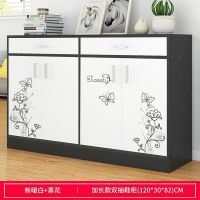 鞋柜 家用口鞋架子简易多层多功能防尘收纳架鞋柜学生宿舍柜子定制 120cm黑框欣欣向荣(带把手)