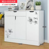 鞋柜家用口简约厅柜木质鞋柜子大容量鞋柜鞋架储物收纳玄关柜定制 90cm白框欣欣向荣【加宽】