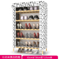 多层大容量实木鞋架子布艺防尘牛津布带拉链简易鞋柜鞋橱组装口定制 6层实木隔层牛奶瓶