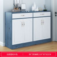 [欧式鞋柜]鞋柜鞋架大容量简易厅柜白色多功能玄关柜北欧口定制 119cm北欧蓝松木色[四门两抽]