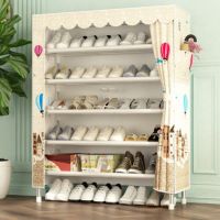 鞋架简易鞋柜收纳架加粗钢管大容量组合鞋架子多层防尘鞋柜收纳柜定制 6层告白气球组装