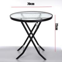 户外折叠桌钢化玻璃面圆桌方桌阳台桌奶茶店家用餐桌便捷式小圆桌定制 70折叠圆桌水纹(钢化) 默认尺寸
