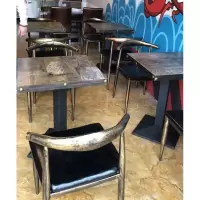 铁艺牛角椅简约主题西餐厅食堂饭店小吃奶茶火锅餐饮快餐桌椅组合定制 一桌2椅复古 默认尺寸