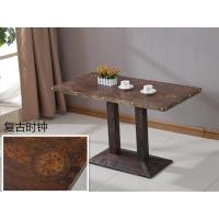 快餐店咖啡厅西餐厅餐桌奶茶店餐饮店桌子小吃店饭店洽谈室小方桌定制 复古时钟长桌1.2X60 默认尺寸