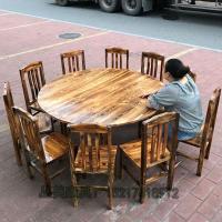 碳化实木饭桌椅组合圆形火锅店餐馆大排档农庄农家乐圆桌仿古定制 1.6米圆桌桌面厚度2.5cm