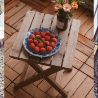 复古田园实木折叠餐桌椅组合休闲餐桌套装木桌椅室内阳台露台茶几定制 一张椅子(棕色)SMYXZDZY-02 默认尺寸