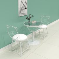 北欧阳台桌椅三件套猫咪心奶茶店桌椅组合休闲网红咖啡厅桌椅定制 白色一桌两椅