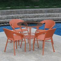 藤椅三件套阳台小桌椅现代简约庭院藤编圆茶几组合套装休闲户外椅定制 1桌2椅直径70[全玻璃仿古色]送坐垫