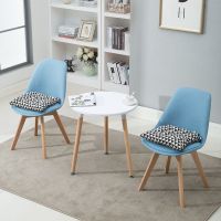 阳台桌椅 三件代简约小茶几 休闲桌椅组合 卧室客厅桌椅创意定制 蓝+蓝,配白伊姆斯桌两椅一桌
