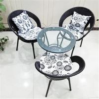 阳台桌椅藤椅三件套组合简约小茶几休闲户外庭院圆桌编织靠背椅子定制 全玻璃1桌3椅(选颜色)坐垫靠枕桌布