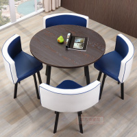 家用简约阳台茶桌子小椅子茶几台网红休闲桌椅一桌四椅组合一套装定制 蓝白胡桃台