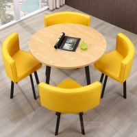 家用简约阳台茶桌子小椅子茶几台网红休闲桌椅一桌四椅组合一套装定制 黄色水柳曲台