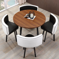 家用简约阳台茶桌子小椅子茶几台网红休闲桌椅一桌四椅组合一套装定制 黑白茶色台