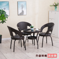 客厅藤椅三件套家用简约阳台小桌椅休闲网红茶几组合户外腾编茶桌定制 B款60圆桌3转椅(深棕色)加厚