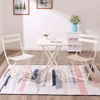 阳台桌椅三件套户外桌椅咖啡厅塑木休闲折叠桌椅花园庭院休闲桌椅定制 一方桌两椅（铁艺-白色）