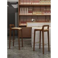 实木高脚椅欧式高脚凳家用吧台椅现代简约靠背北欧吧台凳酒吧椅子定制
