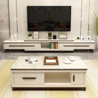 电视柜茶几组合套装现代小户型客厅烤漆钢化玻璃大理石面板影视柜定制