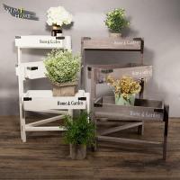 复古做旧花架子客厅室内多层实木阳台落地式阶梯多肉植物木质花架定制