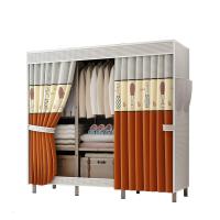 全钢架钢管加粗加固加厚布艺布衣柜出租房用网红窗帘式简易挂衣柜定制