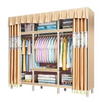 衣柜简易布衣柜无拉链钢管加粗加固全钢架家用窗帘布艺双人经济型定制