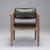 实木复古做旧米色靠背椅欧式扶手咖啡厅餐厅餐椅书房休闲椅子定制