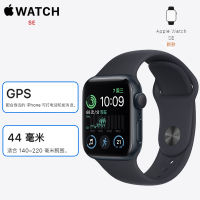 2022年新款 苹果 Apple Watch SE2 智能手表 GPS款44mm 午夜色铝金属表壳午夜色运动型表带 MNJT3