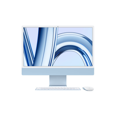 2023 新款 iMac 24英寸 4.5K 视网膜显示屏 M3 芯片[8+8核心]256GB 固态硬盘 8GB内存 蓝色 苹果一体机电脑 低配