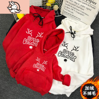 HUAYANGTU不一样的红色亲子装卫衣一家三口秋季新款家福圣诞小鹿母子外套家