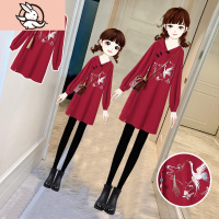 HUAYANGTU不一样的亲子装2020新款潮母女装秋冬卫衣裙洋气中国风改良连衣裙家