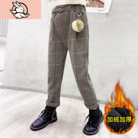 HUAYANGTU女童加绒加厚呢子裤2020冬装新款中大儿童休闲裤女学生百搭棉裤潮裤子童