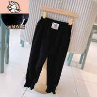 HUAYANGTU女童秋冬加绒灯芯绒裤子2020新款韩版儿童冬季百搭休闲高腰束脚裤裤子童