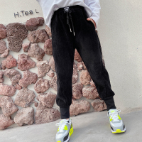 HUAYANGTU女童加厚长裤子秋冬季雪尼尔宽松外穿大童加绒运动裤哈伦休闲束脚裤子童