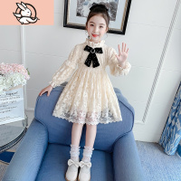 HUAYANGTU女童连衣裙加绒加厚秋冬装2020新款儿童蕾丝公主裙冬季打底纱裙子裙子童