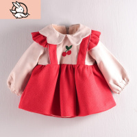 HUAYANGTU女宝宝毛呢裙子加绒厚2021新款冬装一周岁婴儿公主洋气女童连衣裙裙子童