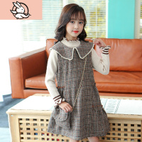 HUAYANGTU女童连衣裙秋冬2020新款洋气百搭中大儿童长袖针织毛衣两件套裙子裙子童