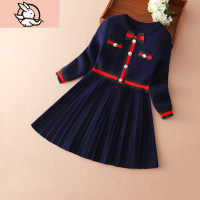 HUAYANGTU女童毛衣连衣裙长袖2021秋冬新款中大童裙子英伦学院风儿童公主裙裙子童