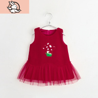 HUAYANGTU女童背心裙洋气2020年新款红新年装公主女宝宝裙子秋冬儿童连衣裙裙子童