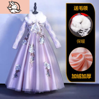 HUAYANGTU女童连衣裙秋冬儿童裙子小女孩新年裙冬装洋气加绒公主裙冬拜年服裙子童