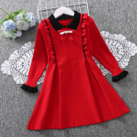 HUAYANGTU女童毛衣裙秋冬季红色拜年服儿童过年衣服春节新年装针织连衣裙子裙子童
