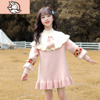 HUAYANGTU女童红色连衣裙秋冬新年圣诞2020新款洋气中大童公主毛衣裙子儿童裙子童