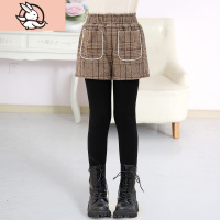 HUAYANGTU女童假两件裤子秋冬加绒大童裤裙儿童春秋外穿打底裤洋气春装裙裤裤子童