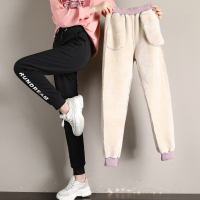 HUAYANGTU女童羔绒裤子冬季中大童加绒加厚宽松卫裤女大童运动休闲加绒裤裤子童