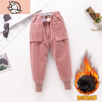 HUAYANGTU女童裤子秋冬加绒加厚棉裤宝宝冬季灯芯绒宽松休闲裤儿童外穿洋气裤子童