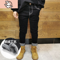 HUAYANGTU男童牛仔小脚修身裤子2020冬季抓毛绒铅笔裤韩版加薄绒儿童长裤潮裤子童
